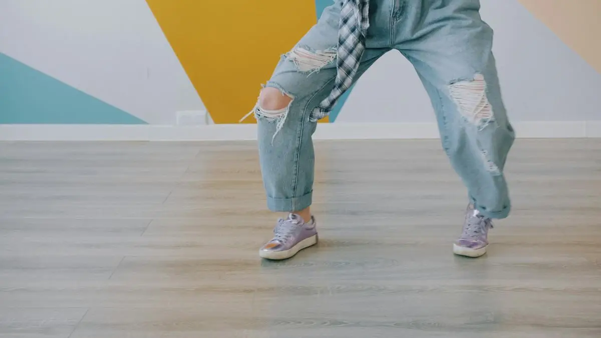 Beine eines Tänzers beim schnellen Step